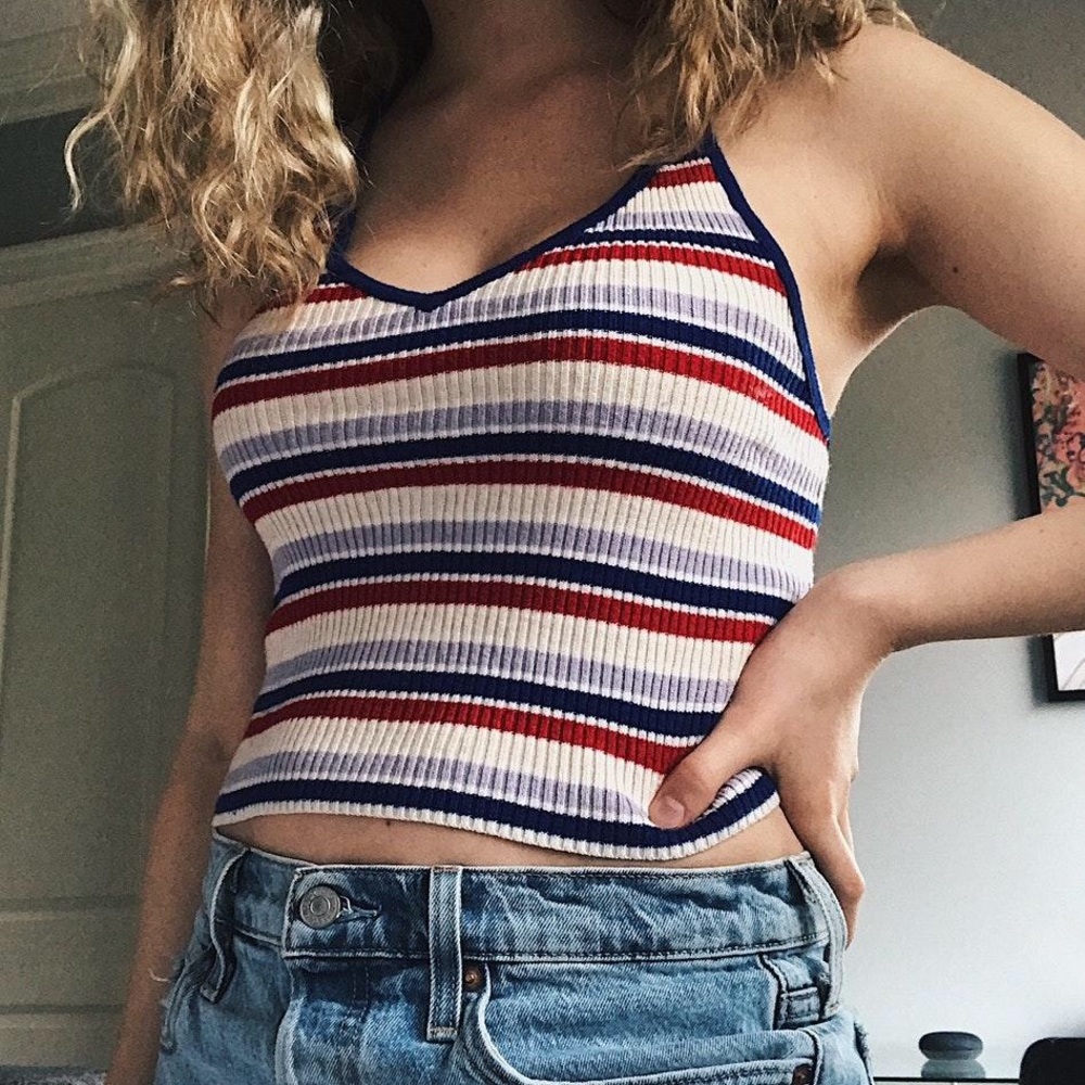 Red white and blue cross back tank